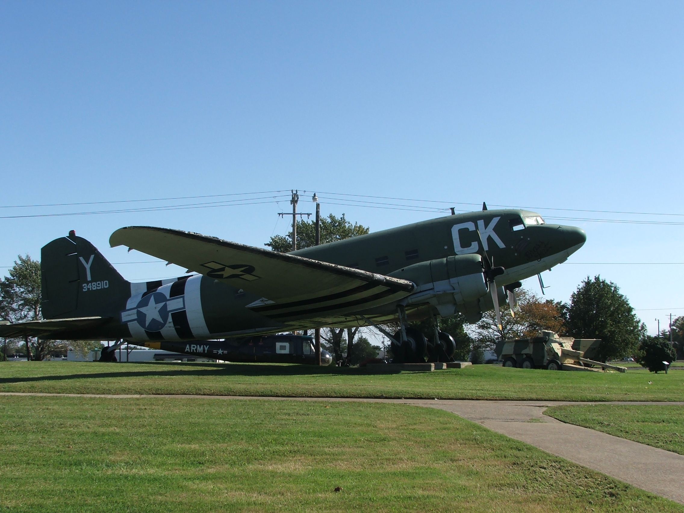 US Army aircraft on display outside the Don F. Pratt Museum.